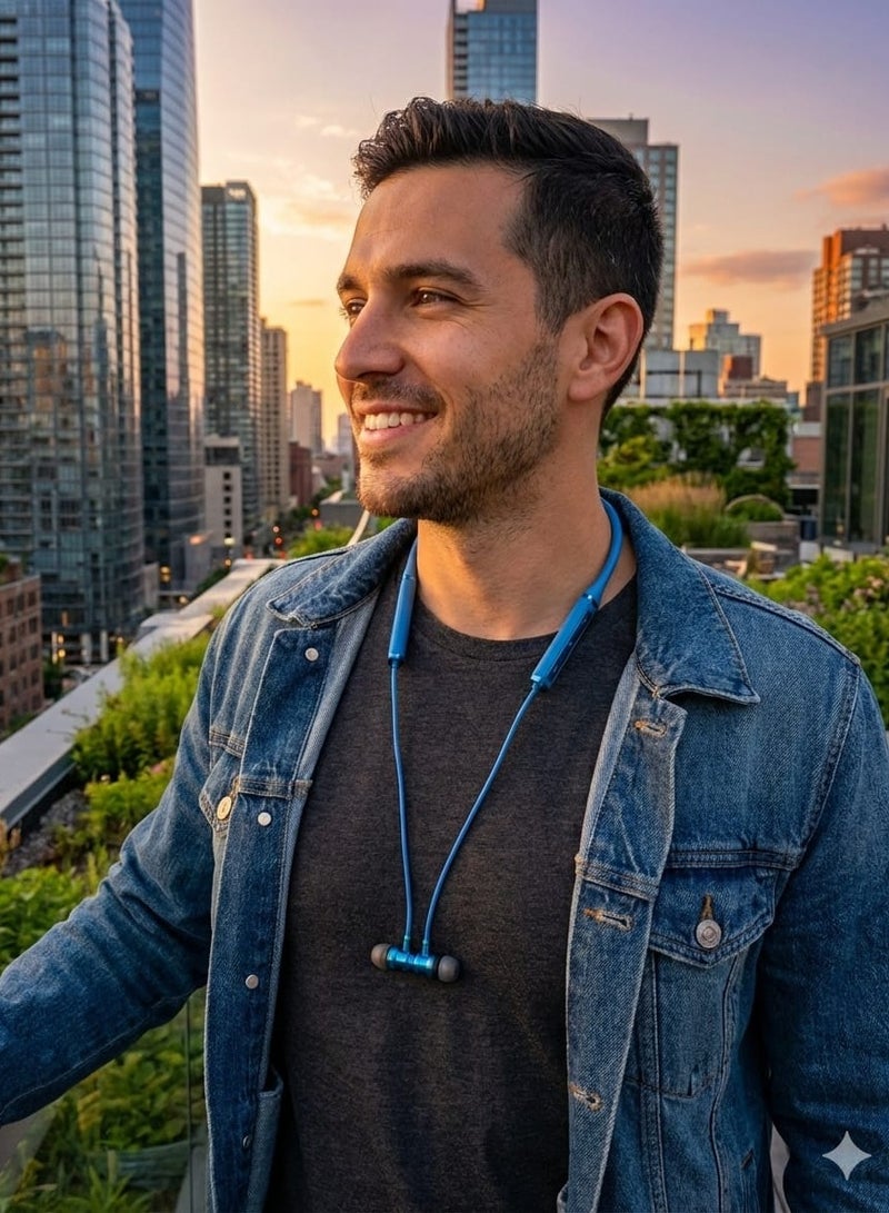 فالكون عربي: سماعة بلوتوث لاسلكية فالكون FL-BL101 حول الرقبة – عزل ضوضاء ENC – باس قوي – بطارية 400mAh – سماعة رياضية – سماعة موبايل – سماعة مكالمات – شحن Type-C - Image 3